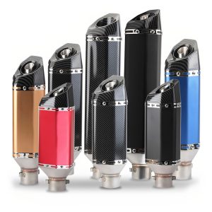 Motorcycle scooter exhaust modification, 470mm small hexagonal, imitation carbon fiber tail section, 51mm universal, multiple colors, sizes and models