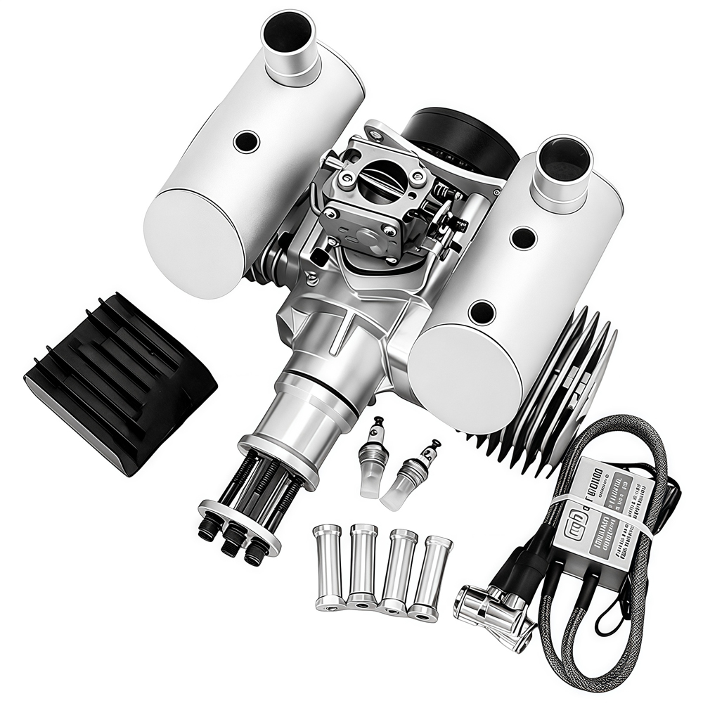 Drone engine model aircraft engine with power generation, two-stroke 130cc gasoline twin cylinder - Image 4
