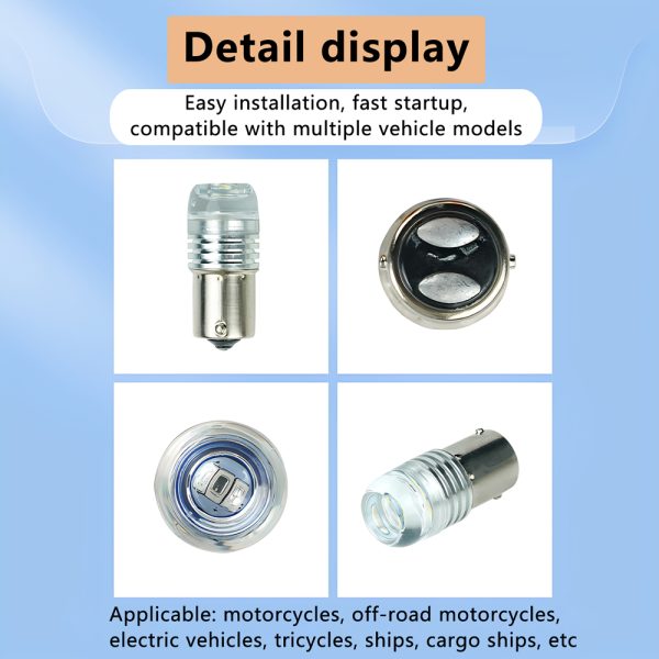 Motorcycle flashing LED turn signal, concave lens motorcycle reverse brake light, 3-smd tail light bulb