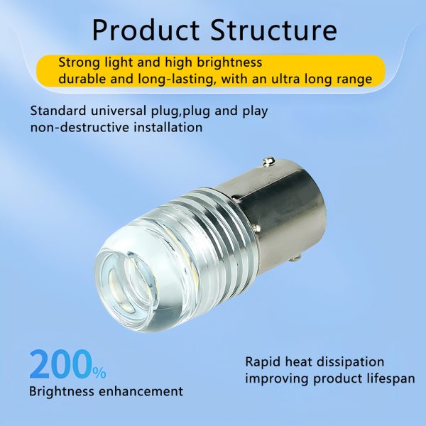 Motorcycle flashing LED turn signal, concave lens motorcycle reverse brake light, 3-smd tail light bulb