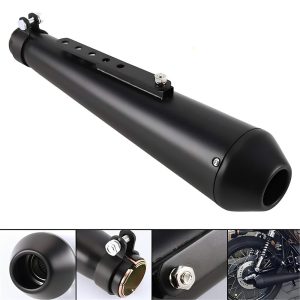 Motorcycle exhaust pipe, Motorcycle muffler,retro modified exhaust pipe, with net fish head muffler, black, Silver - Image 3