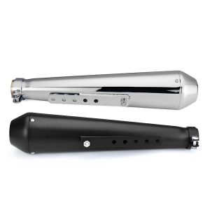 Motorcycle exhaust pipe, Motorcycle muffler,retro modified exhaust pipe, with net fish head muffler, black, Silver - Image 5