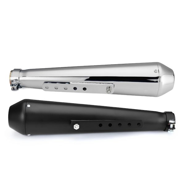 Motorcycle exhaust pipe, Motorcycle muffler,retro modified exhaust pipe, with net fish head muffler, black, Silver