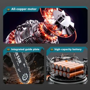 Handheld high-power electric saw, multifunctional electric chain saw, wood cutting saw, household woodworking wireless garden lithium electric saw - Image 5