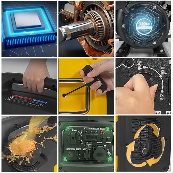 Gasoline generator 110V household portable generator, one click start, travel party outdoor camping generator