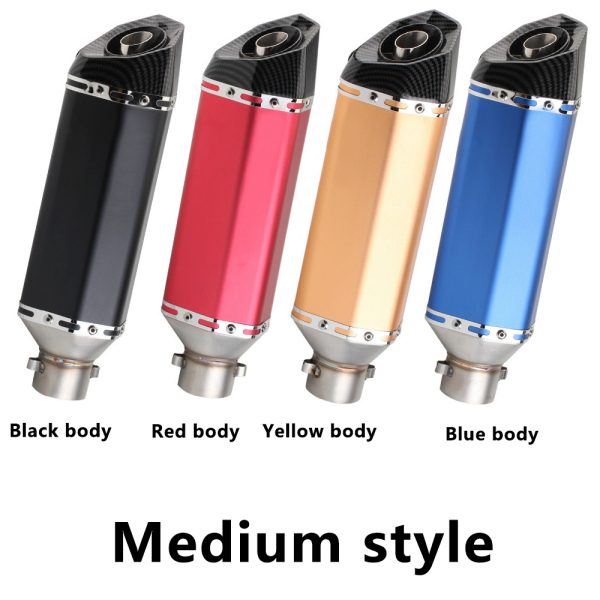 Motorcycle scooter exhaust modification, 470mm small hexagonal, imitation carbon fiber tail section, 51mm universal, multiple colors, sizes and models