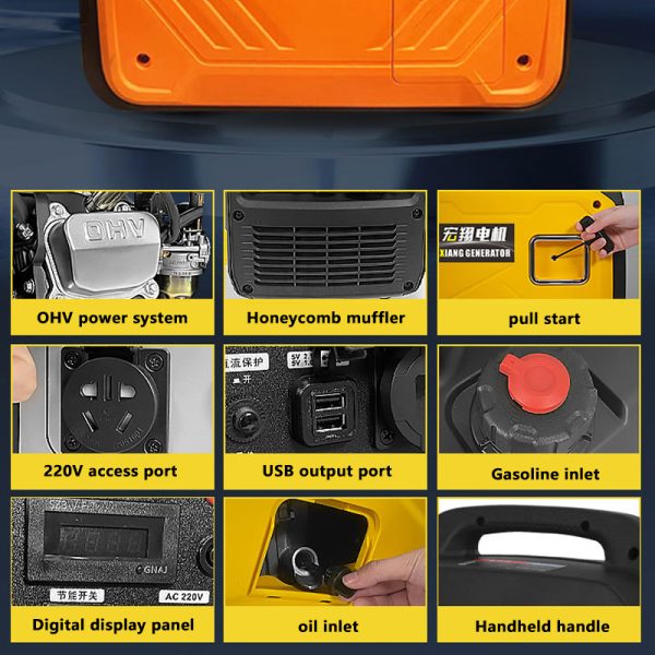 Gasoline generator 110V household portable generator, frequency conversion 60HZ, travel party outdoor camping generator
