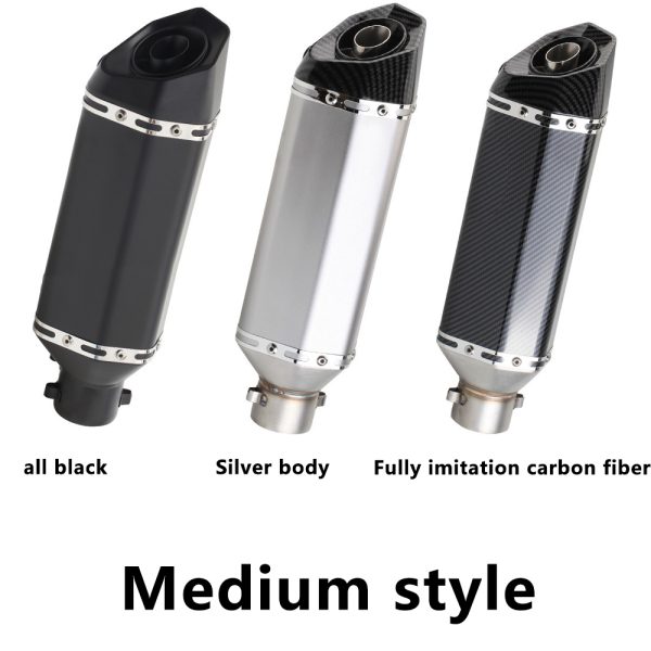 Motorcycle scooter exhaust modification, 470mm small hexagonal, imitation carbon fiber tail section, 51mm universal, multiple colors, sizes and models