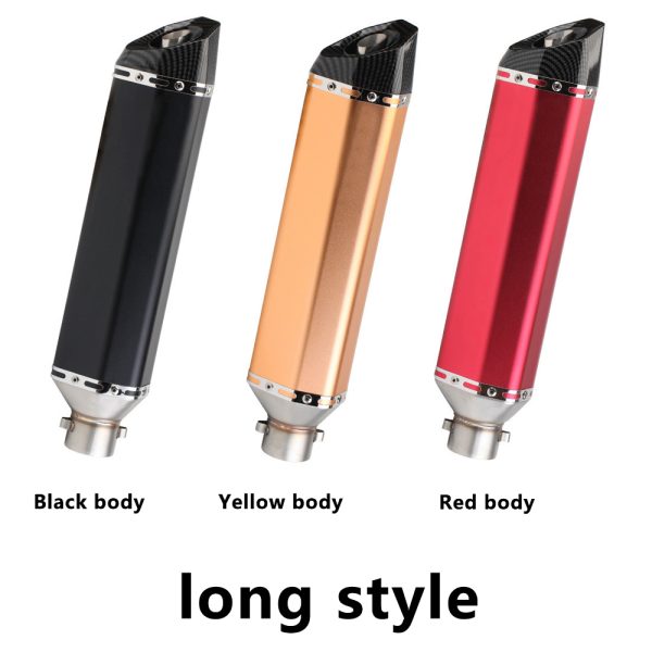 Motorcycle scooter exhaust modification, 470mm small hexagonal, imitation carbon fiber tail section, 51mm universal, multiple colors, sizes and models