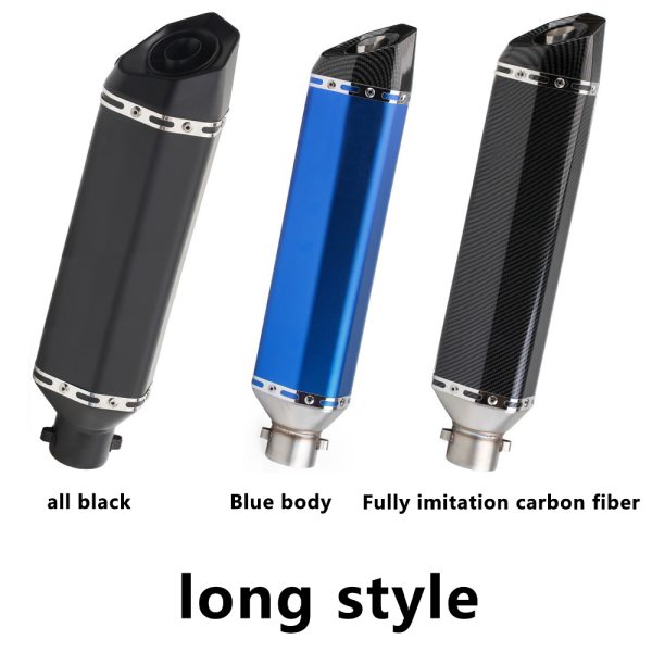 Motorcycle scooter exhaust modification, 470mm small hexagonal, imitation carbon fiber tail section, 51mm universal, multiple colors, sizes and models