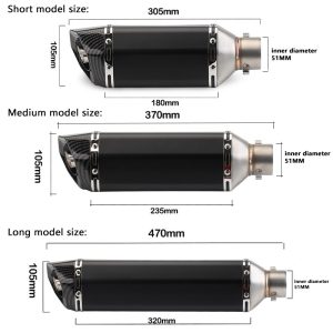 Motorcycle scooter exhaust modification, 470mm small hexagonal, imitation carbon fiber tail section, 51mm universal, multiple colors, sizes and models - Image 8