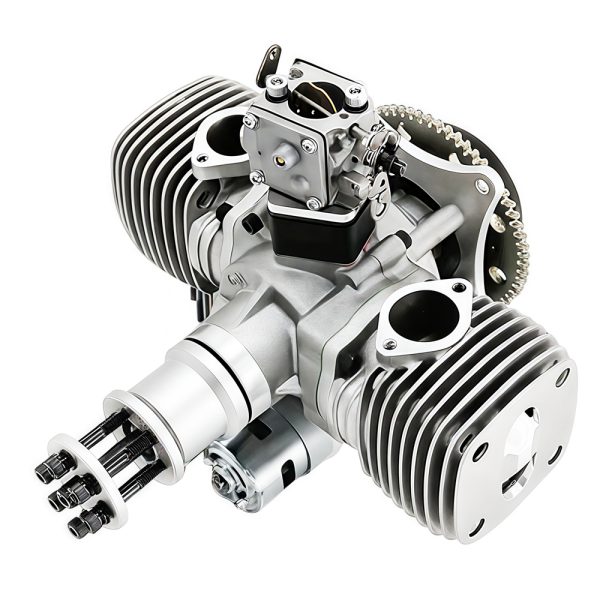 Unmanned aerial vehicle engine with electric start and power generation, two-stroke 130cc gasoline twin cylinder