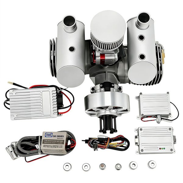 Drone engine model aircraft engine with integrated ignition and ignition, electric spray, two-stroke 130cc dual cylinder