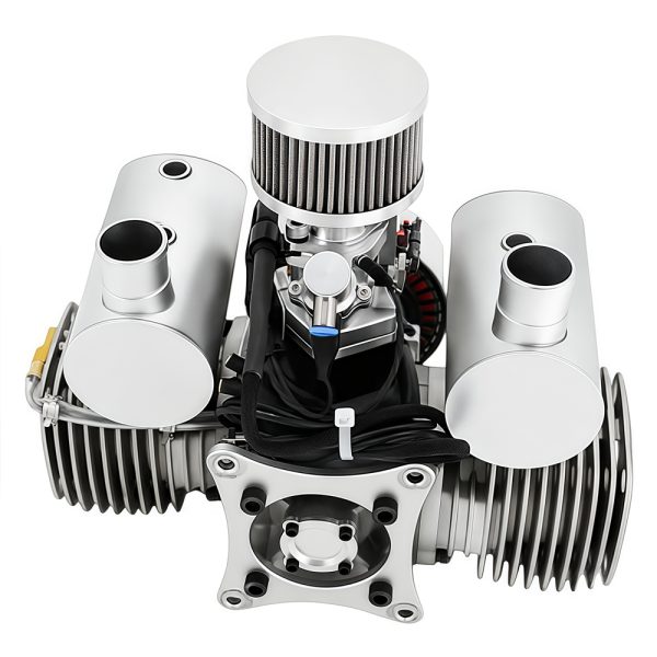 Drone engine model aircraft engine with integrated ignition and ignition, electric spray, two-stroke 130cc dual cylinder